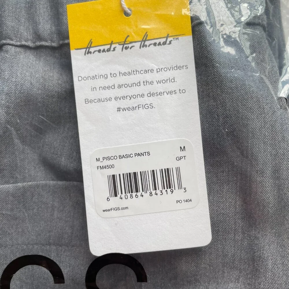 FIGS Pisco Men’s Basic Scrub Pants Technical Collection Graphite Fm4500 Sz Med